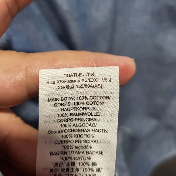 Tory Burch Blue Chambray Ruffle Collar Shirt Dress - Size XS - Picture 13 of 14